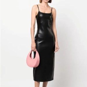 Stand Studio Sarai Faux-Leather Midi Dress in Black